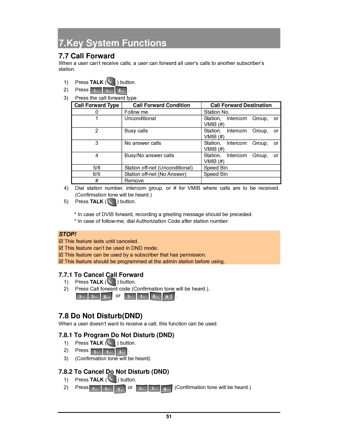 LG Electronics GDC-400 user manual Do Not DisturbDND, To Cancel Call Forward, To Program Do Not Disturb DND 