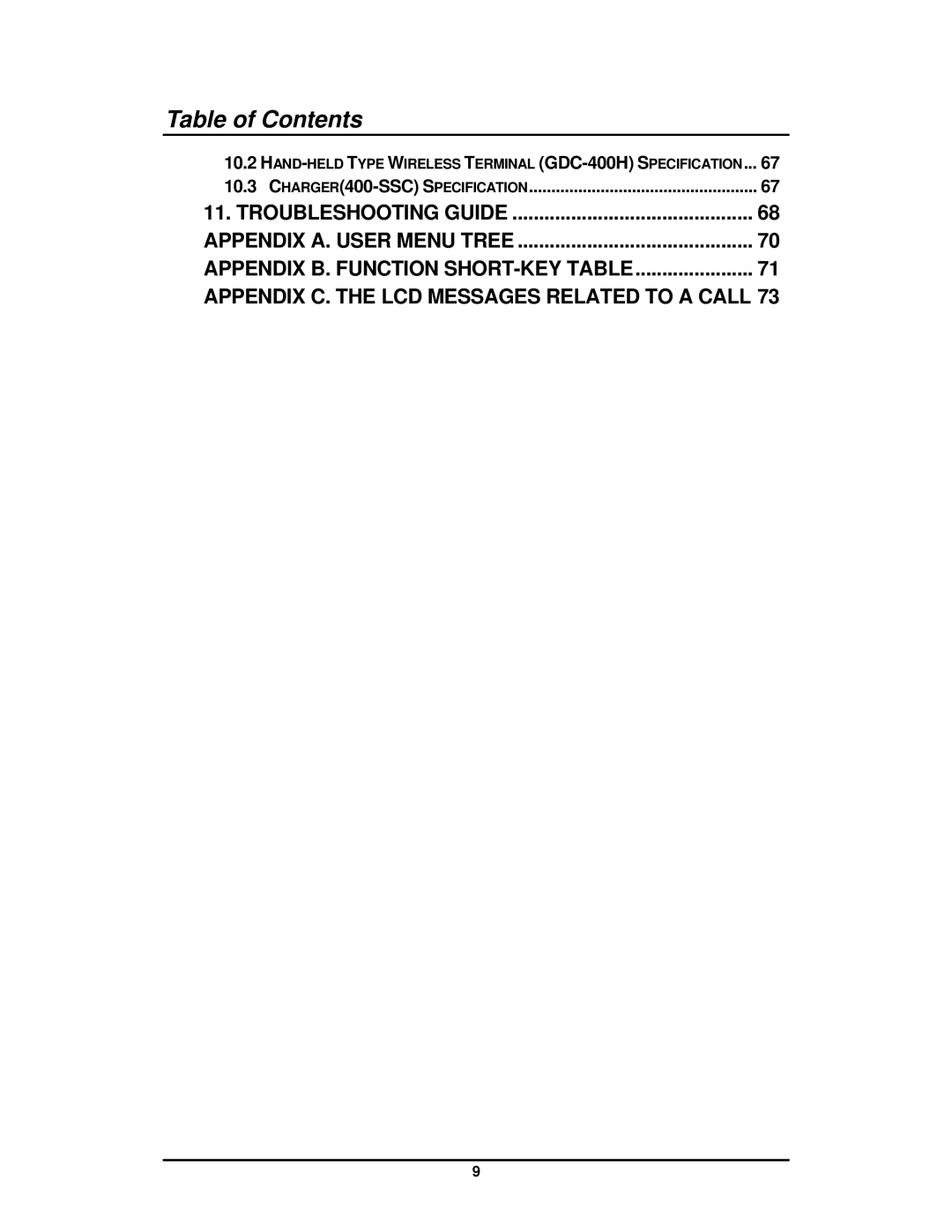 LG Electronics GDC-400 user manual Troubleshooting Guide Appendix A. User Menu Tree 