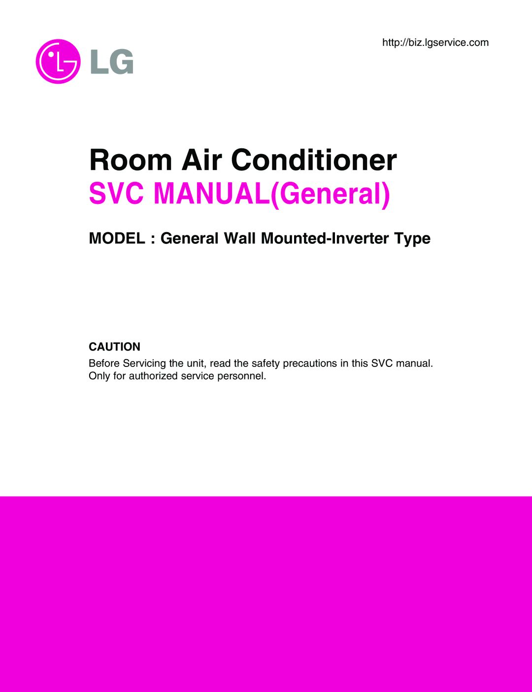 LG Electronics General Wall Mounted-Inverter Type manual SVC MANUALGeneral 