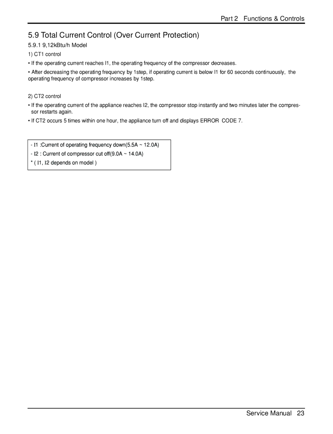 LG Electronics General Wall Mounted-Inverter Type Total Current Control Over Current Protection, CT1 control, CT2 control 