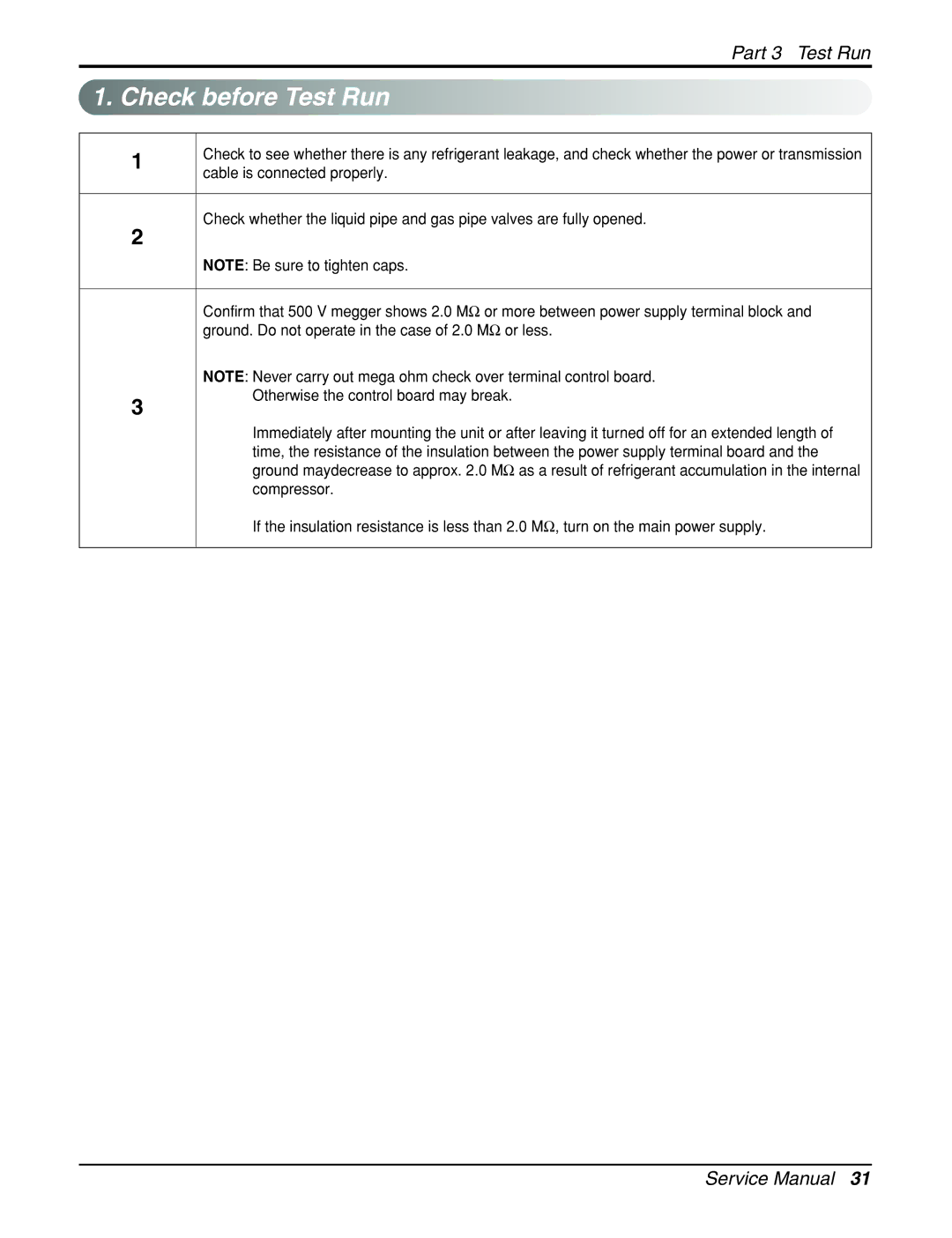 LG Electronics General Wall Mounted-Inverter Type manual Check before Test Run 