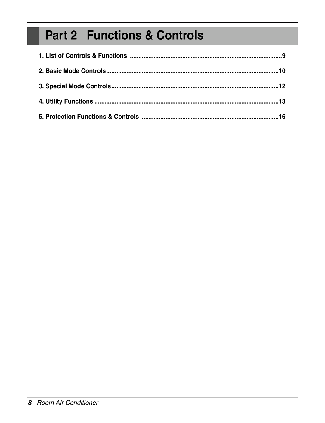 LG Electronics General Wall Mounted-Inverter Type manual Part 2 Functions & Controls 