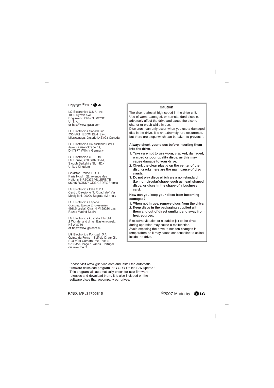 LG Electronics GGC-H20N, GGC-H20L owner manual Made by 