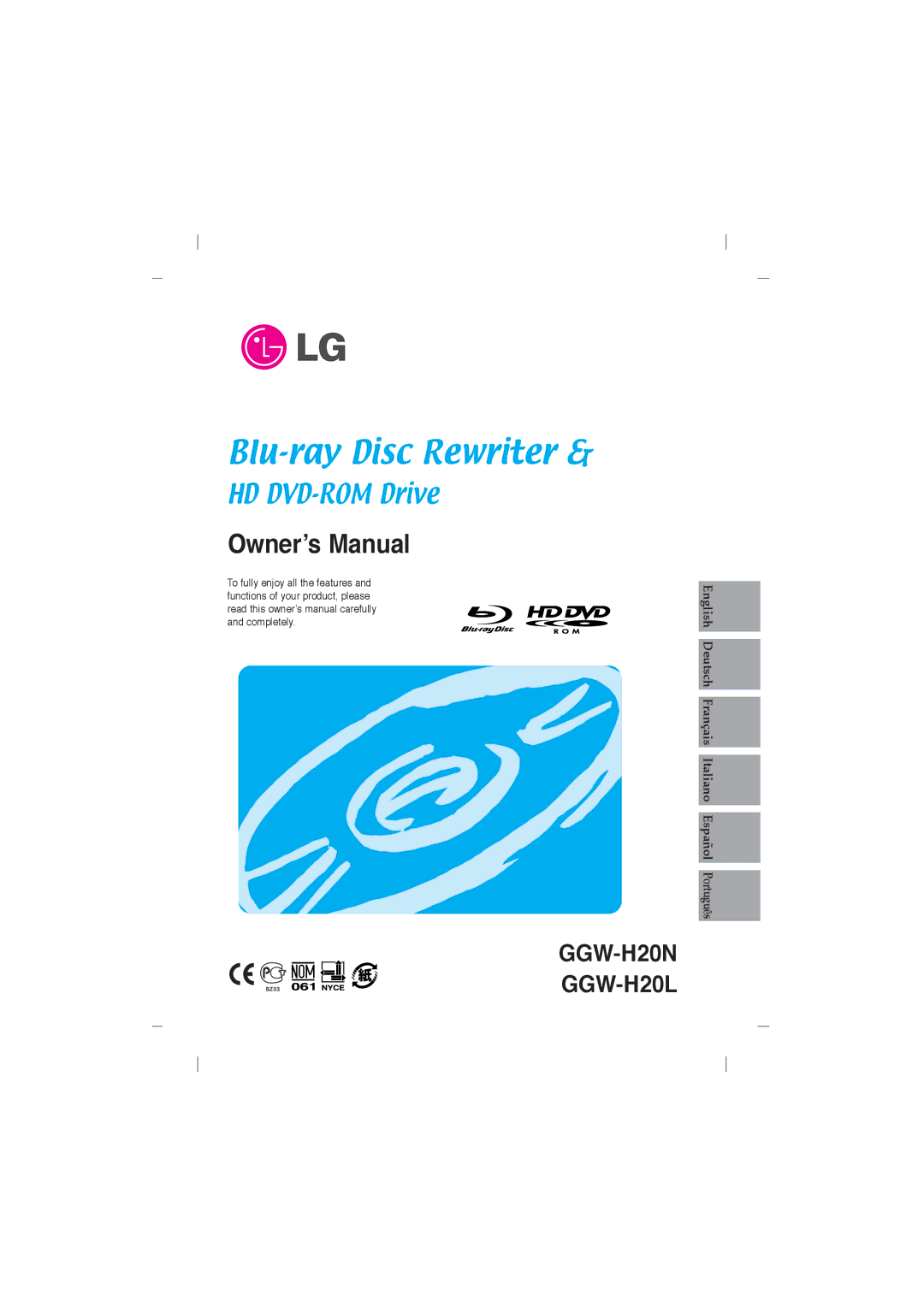 LG Electronics GGW-H20L, GGW-H20N owner manual Blu-ray Disc Rewriter 