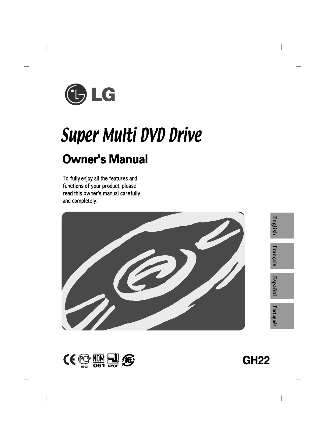 LG Electronics GH22 manual English Français Español Português, Super Multi DVD Drive 