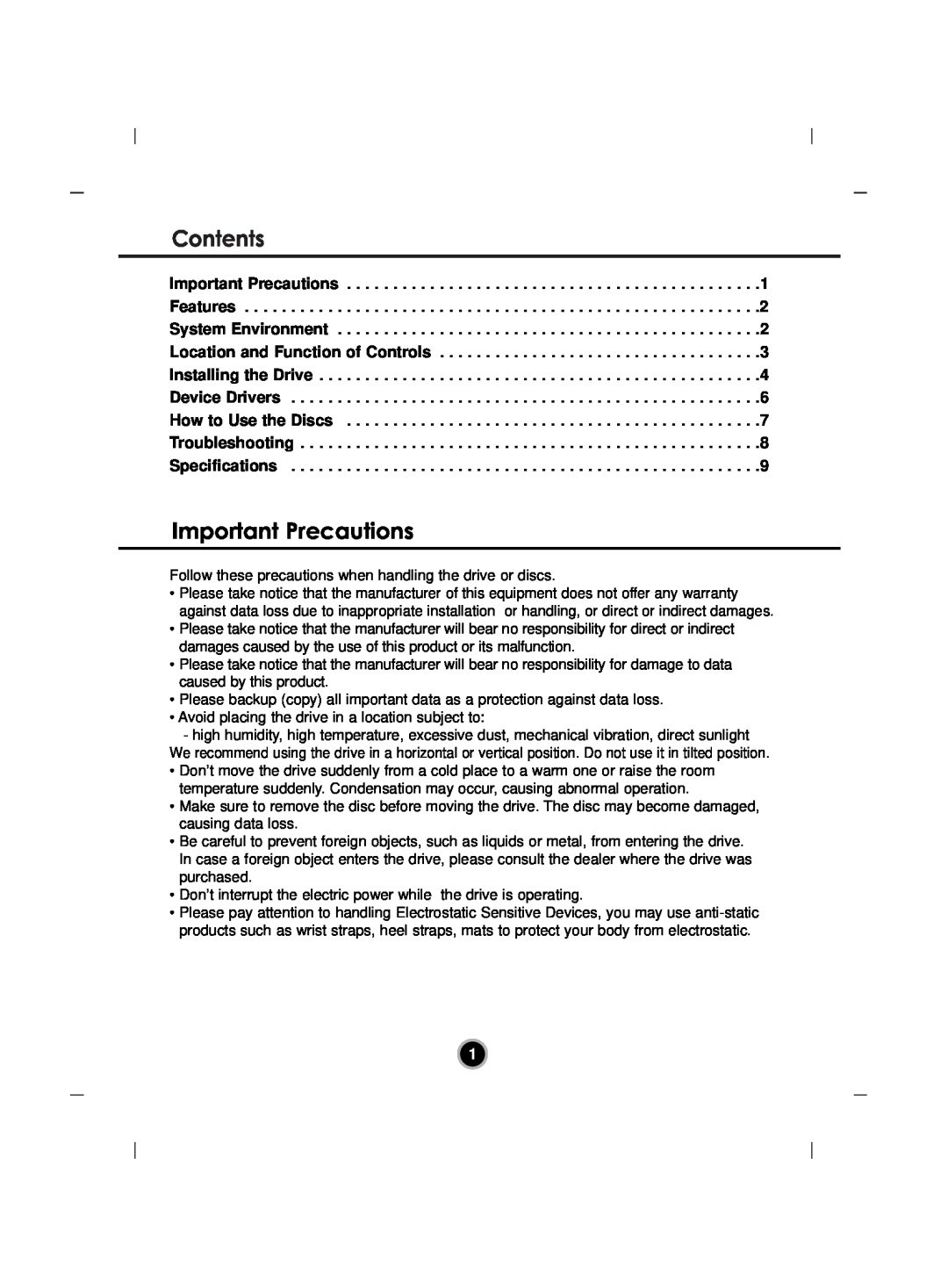 LG Electronics GH22 manual Contents, Important Precautions 