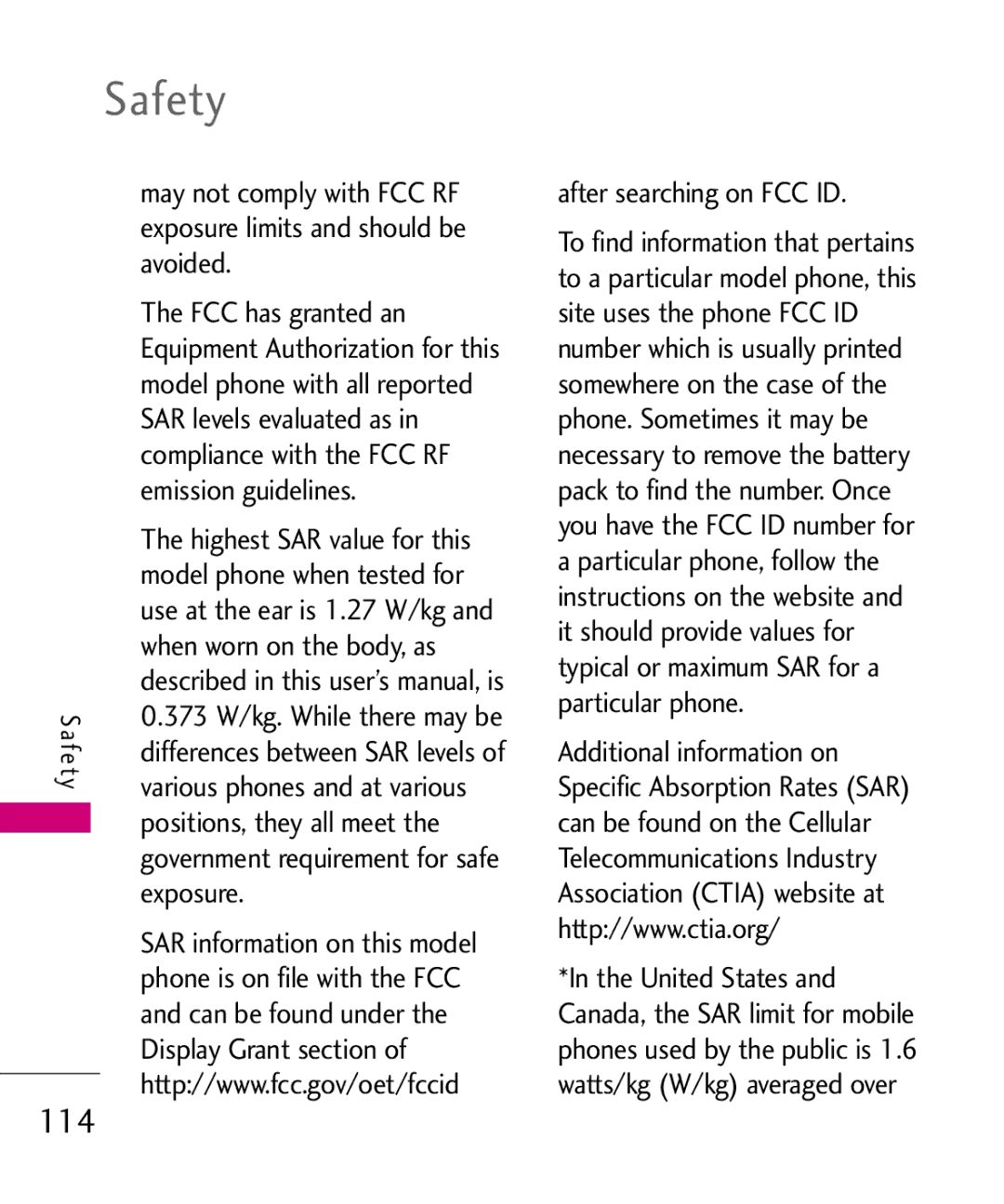 LG Electronics Glimmer manual Avoided, FCC has granted an, SAR levels evaluated as, Compliance with the FCC RF, Exposure 