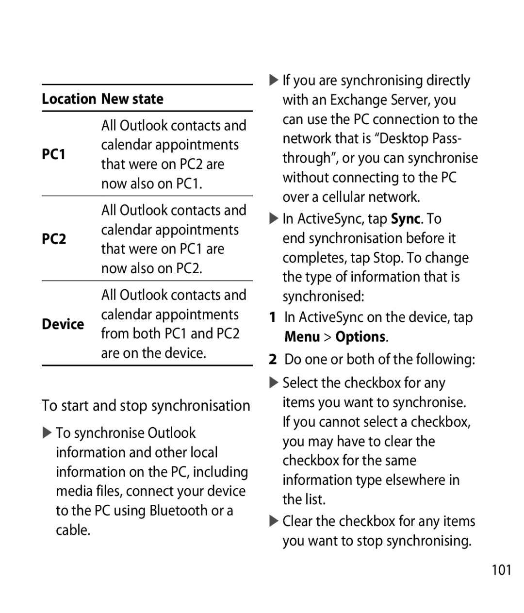 LG Electronics GM750 manual Location New state, Device 