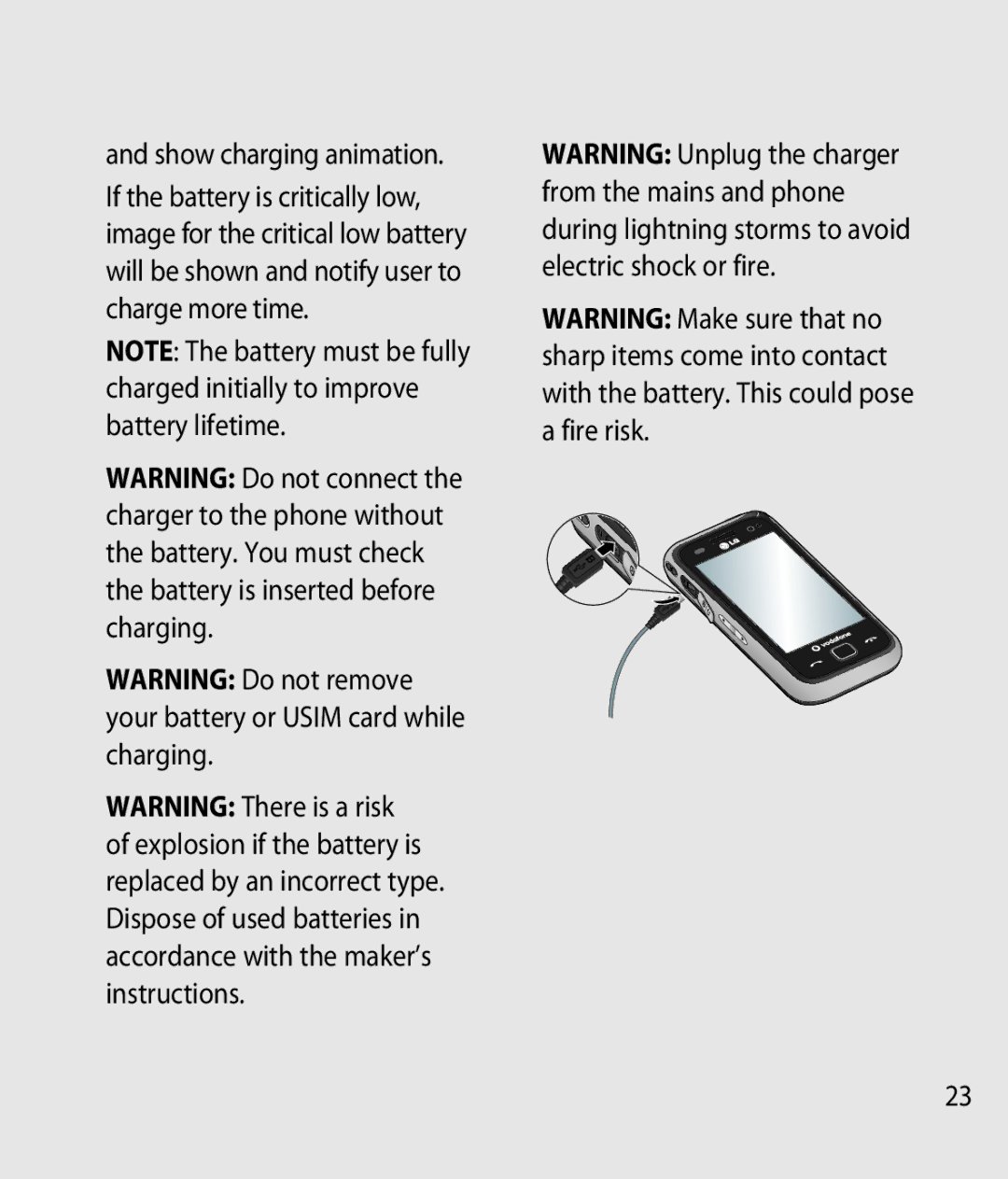 LG Electronics GM750 manual Show charging animation 