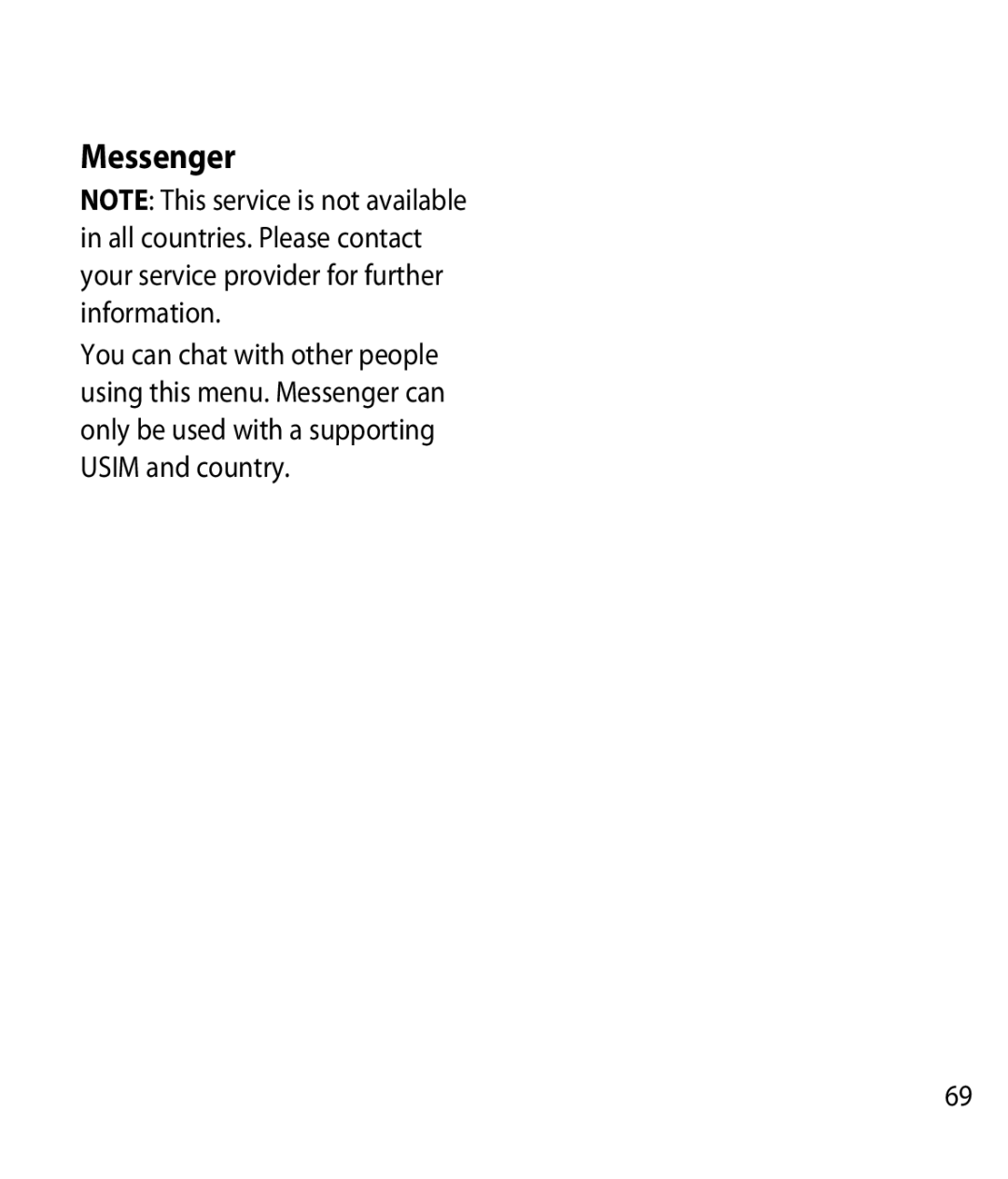 LG Electronics GM750 manual Messenger 