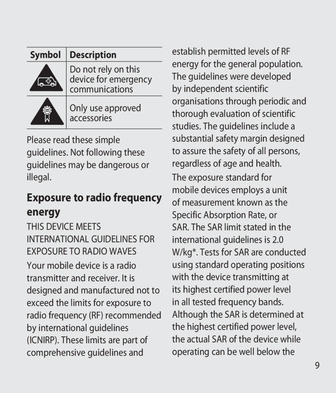 LG Electronics GM750 manual Exposure to radio frequency energy 