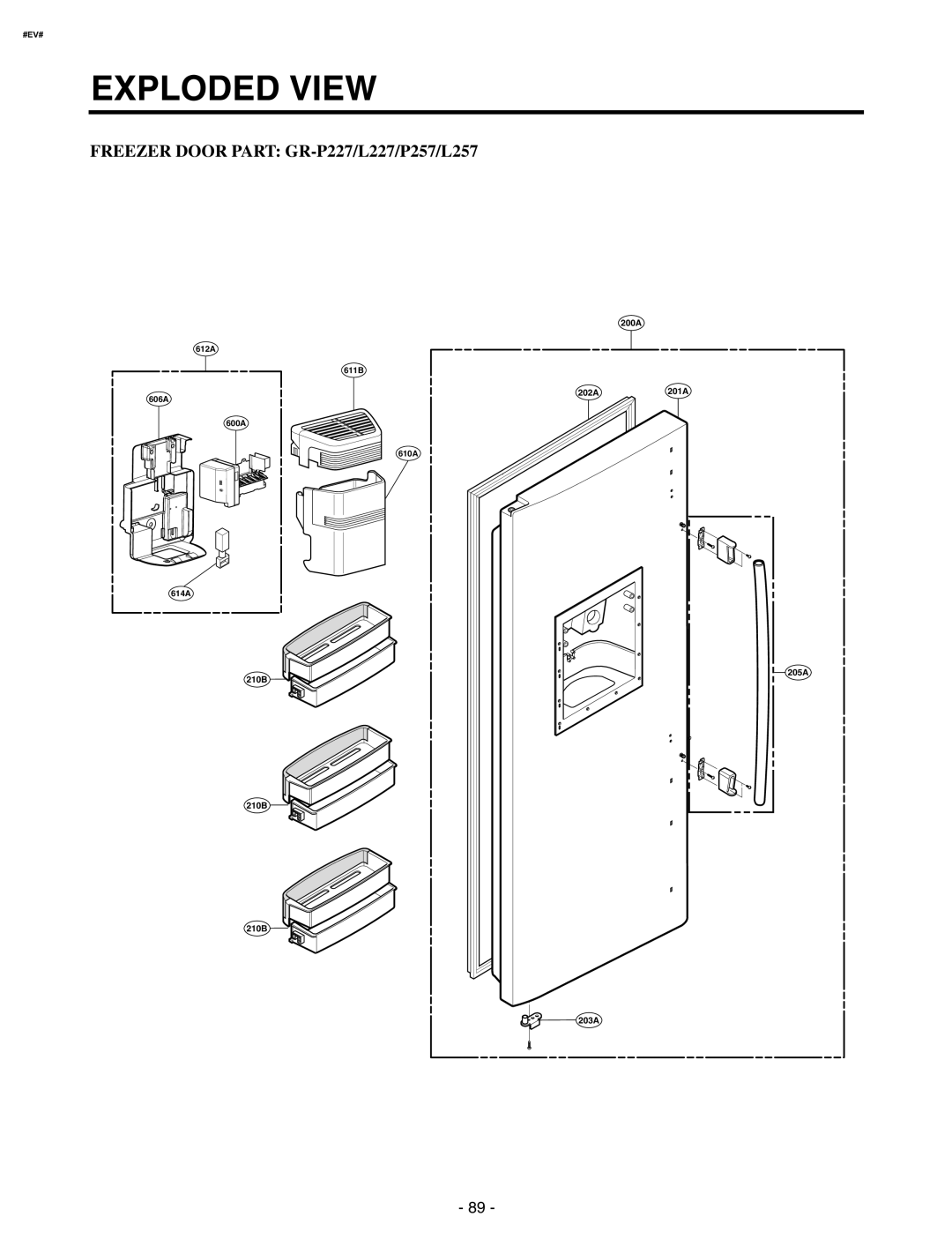 LG Electronics GR-P257/L257, GR-P227/L227 service manual Exploded View 