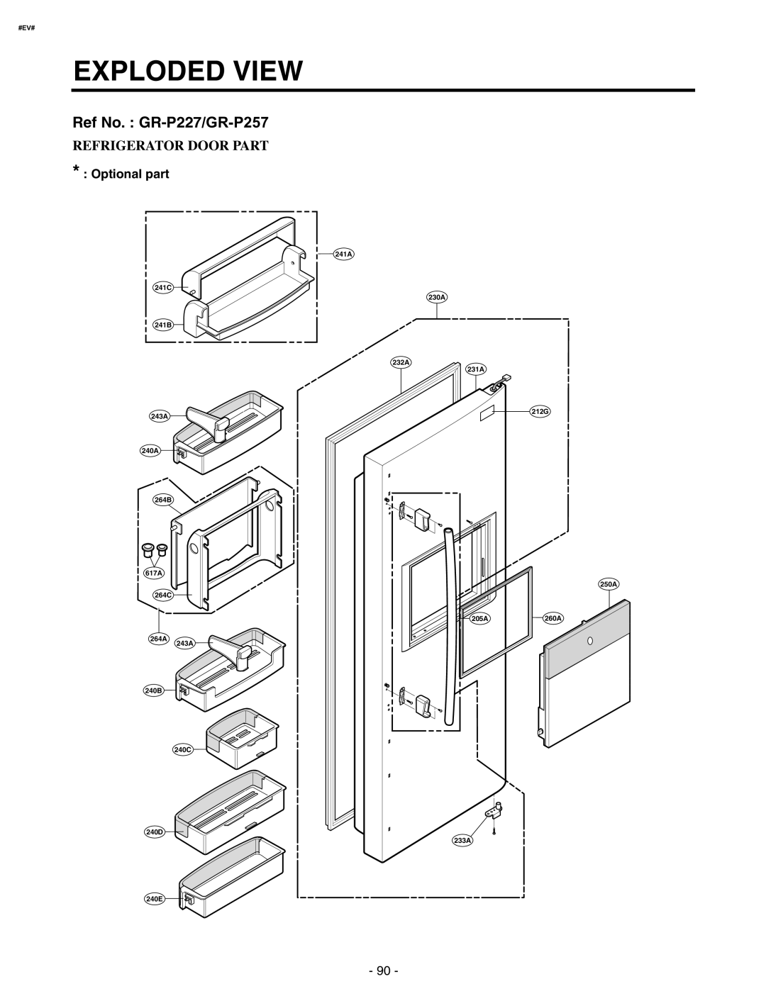 LG Electronics GR-P227/L227, GR-P257/L257 service manual Ref No. GR-P227/GR-P257, Optional part 