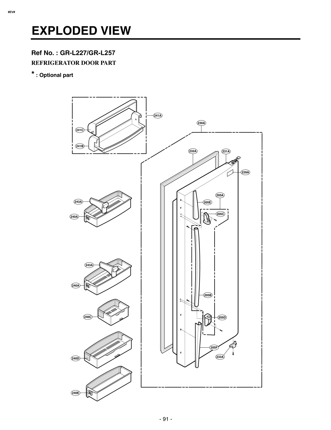 LG Electronics GR-P257/L257, GR-P227/L227 service manual Ref No. GR-L227/GR-L257 