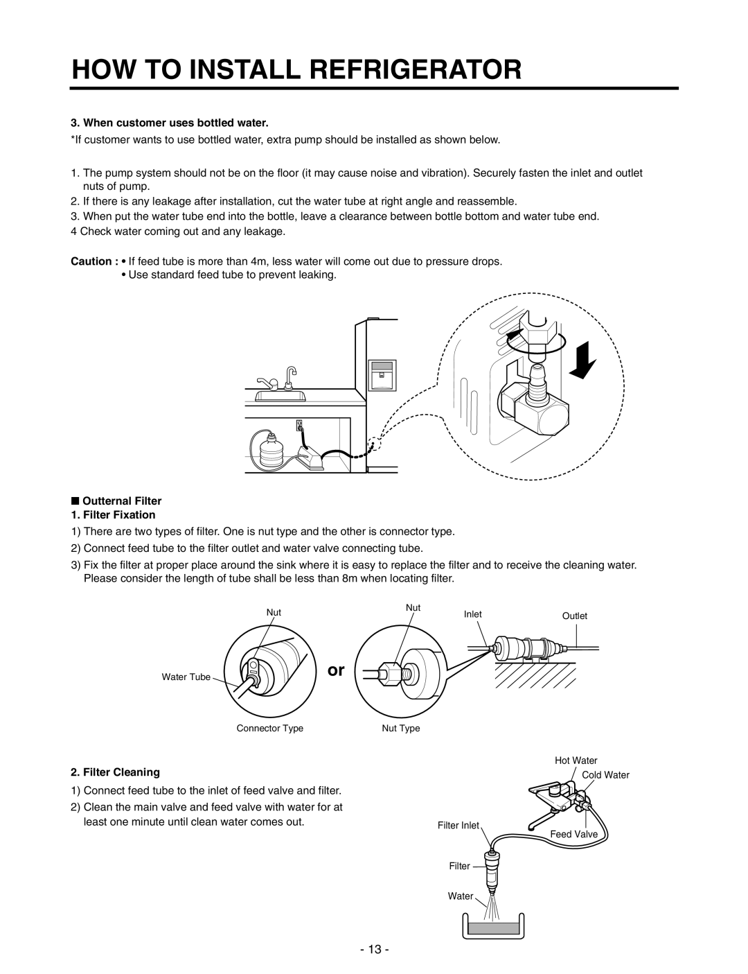 LG Electronics GR-P257/L257, GR-P227/L227 How To Install Refrigerator, When customer uses bottled water, Filter Cleaning 