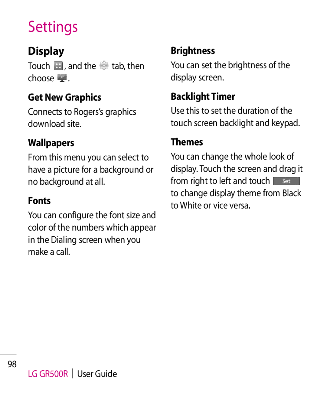 LG Electronics GR500R manual Display 