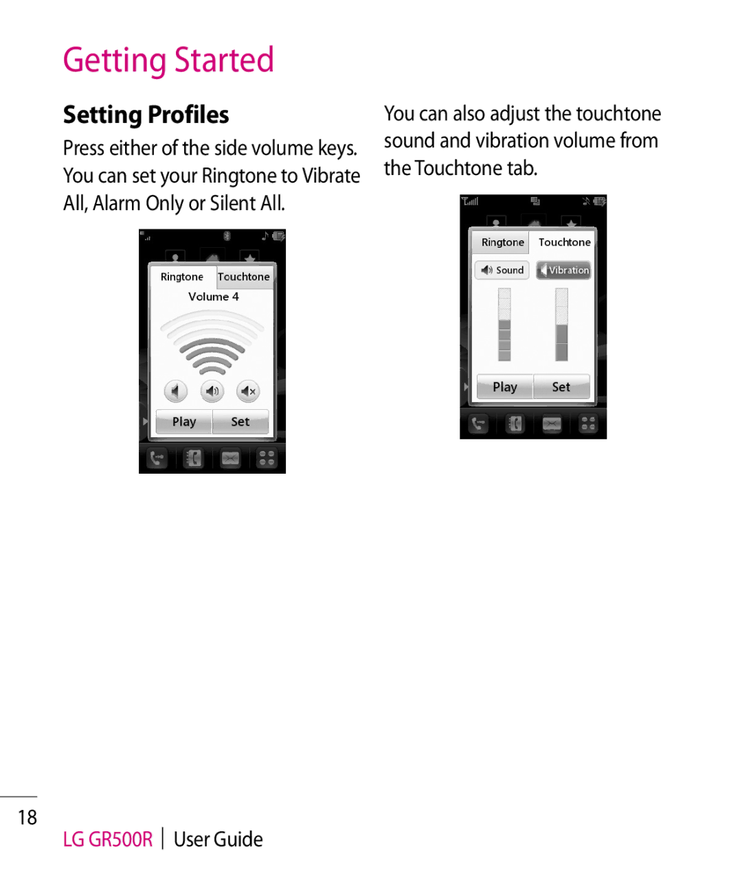 LG Electronics GR500R manual Setting Profiles 