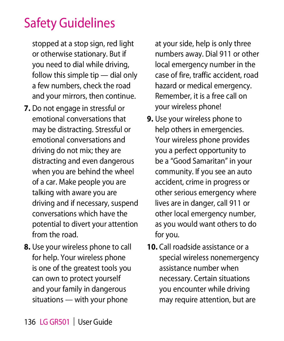 LG Electronics GR501 manual Safety Guidelines 