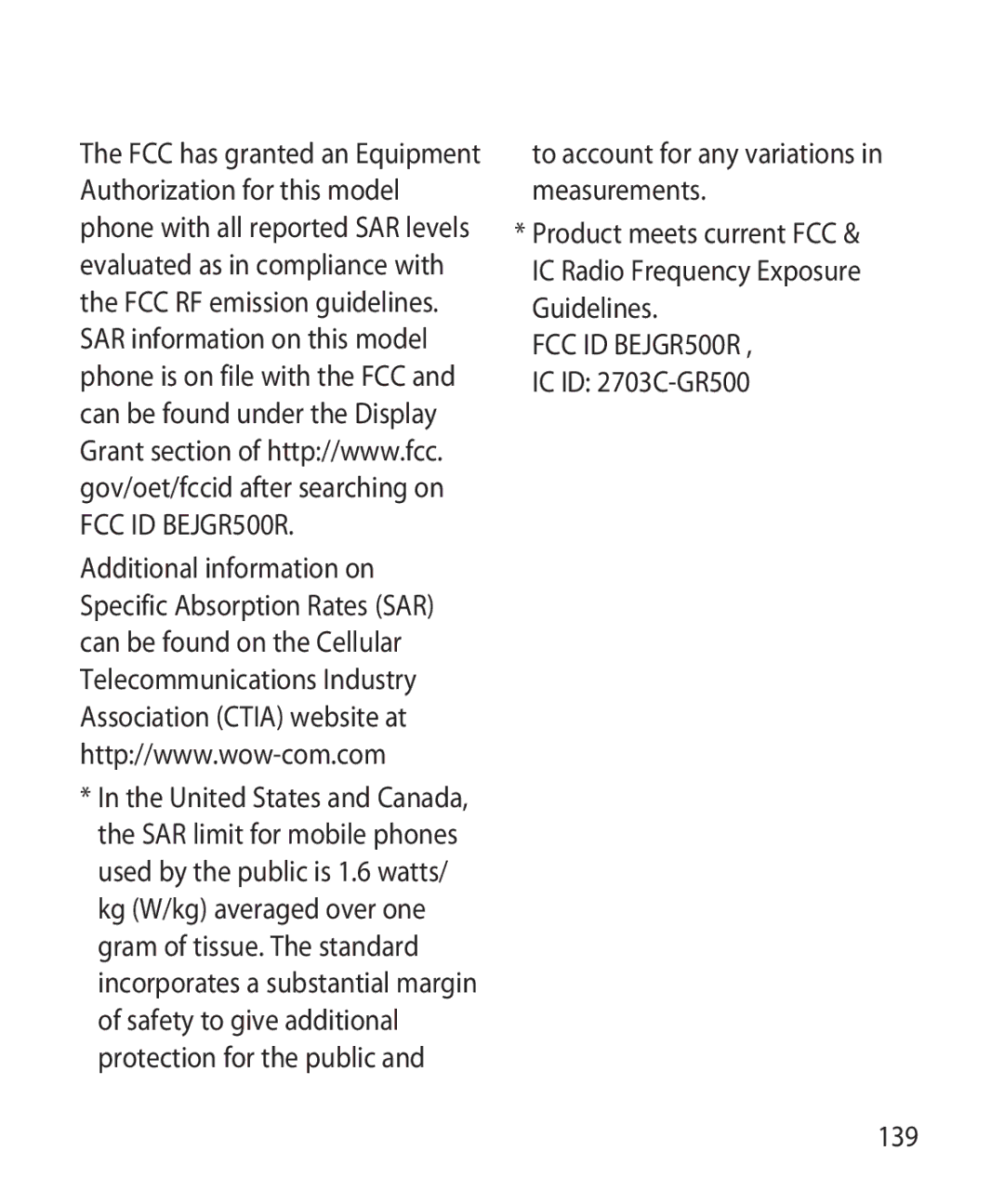 LG Electronics GR501 manual 139 