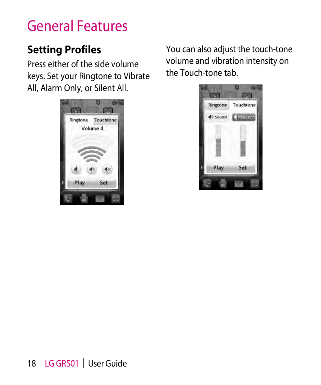 LG Electronics GR501 manual Setting Profiles 