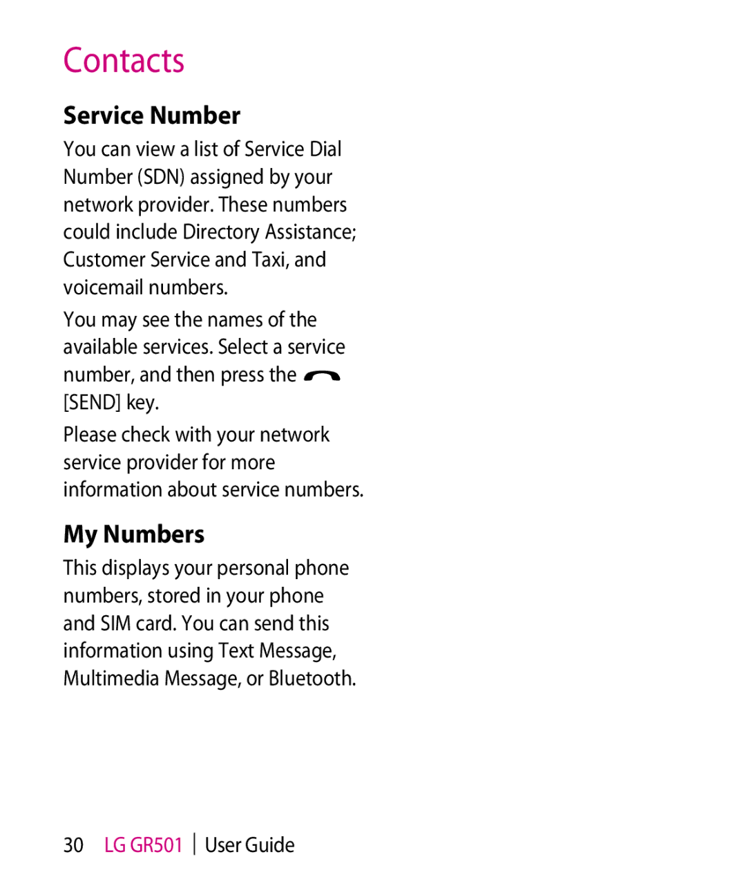 LG Electronics GR501 manual Service Number, My Numbers 