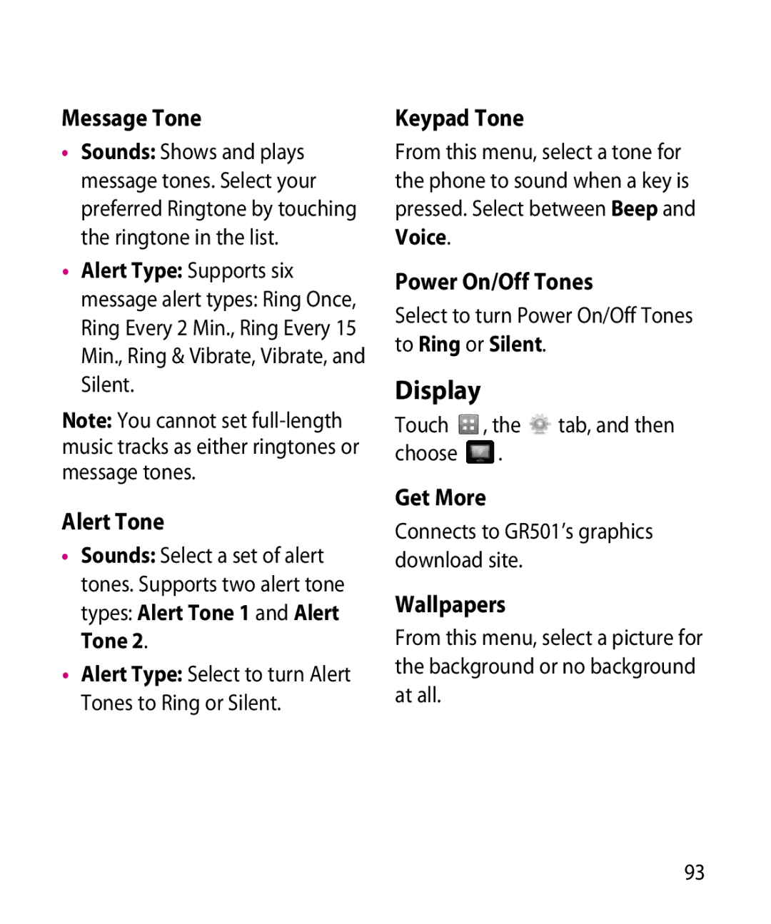 LG Electronics GR501 manual Display 