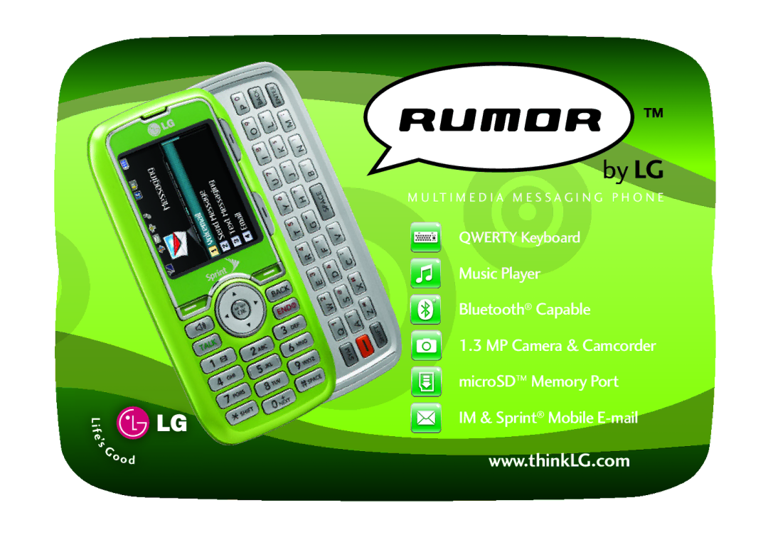 LG Electronics Green Rumor manual Qwerty Keyboard 