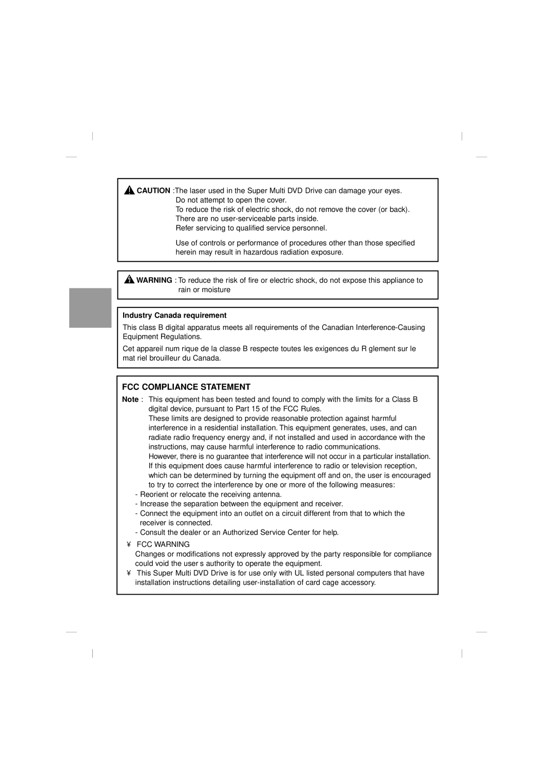 LG Electronics GSA-4082B manual English, Industry Canada requirement 