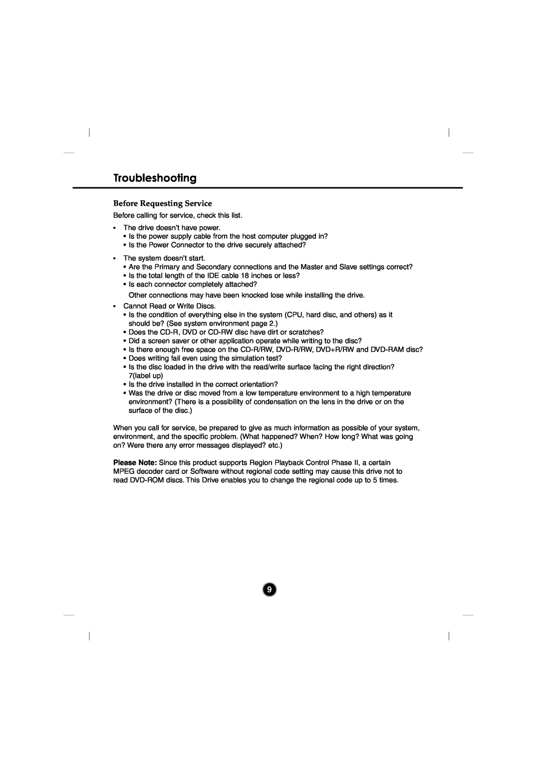 LG Electronics GSA-4082B manual Troubleshooting, Before Requesting Service 