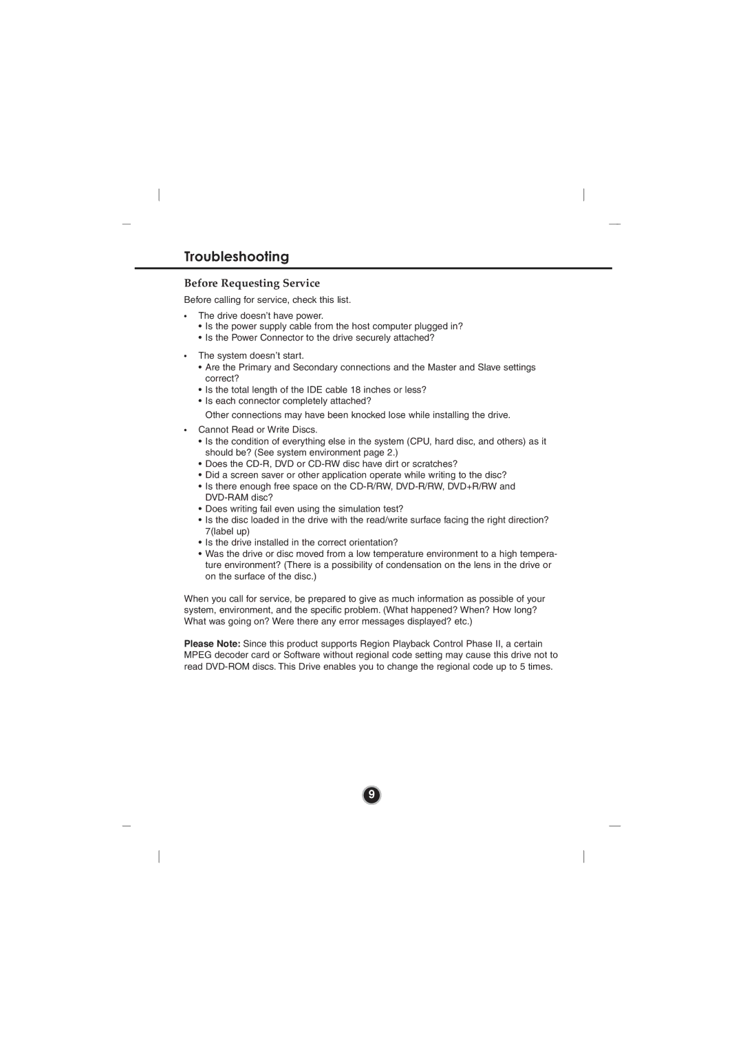 LG Electronics GSA-4120B manual Troubleshooting, Before Requesting Service 