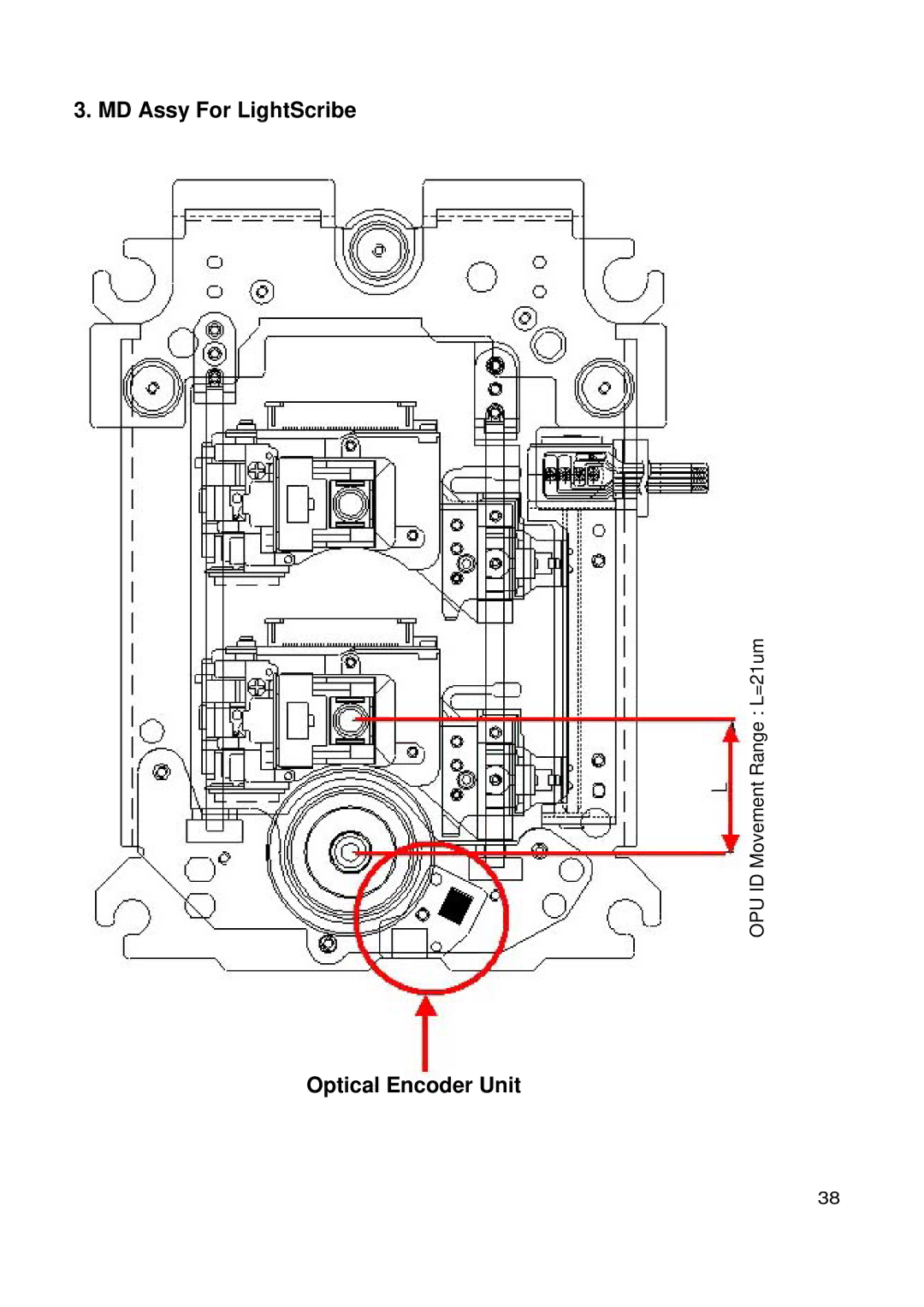 LG Electronics GSA-4165B, GSA-4168B, GSA-4167B service manual MD Assy For LightScribe, Optical Encoder Unit 