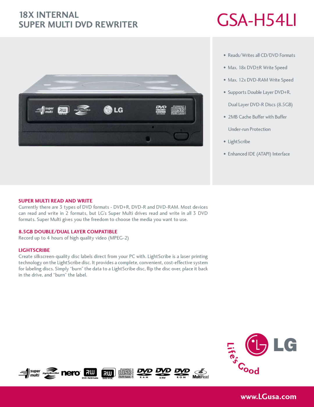 LG Electronics GSA-H54LI manual 