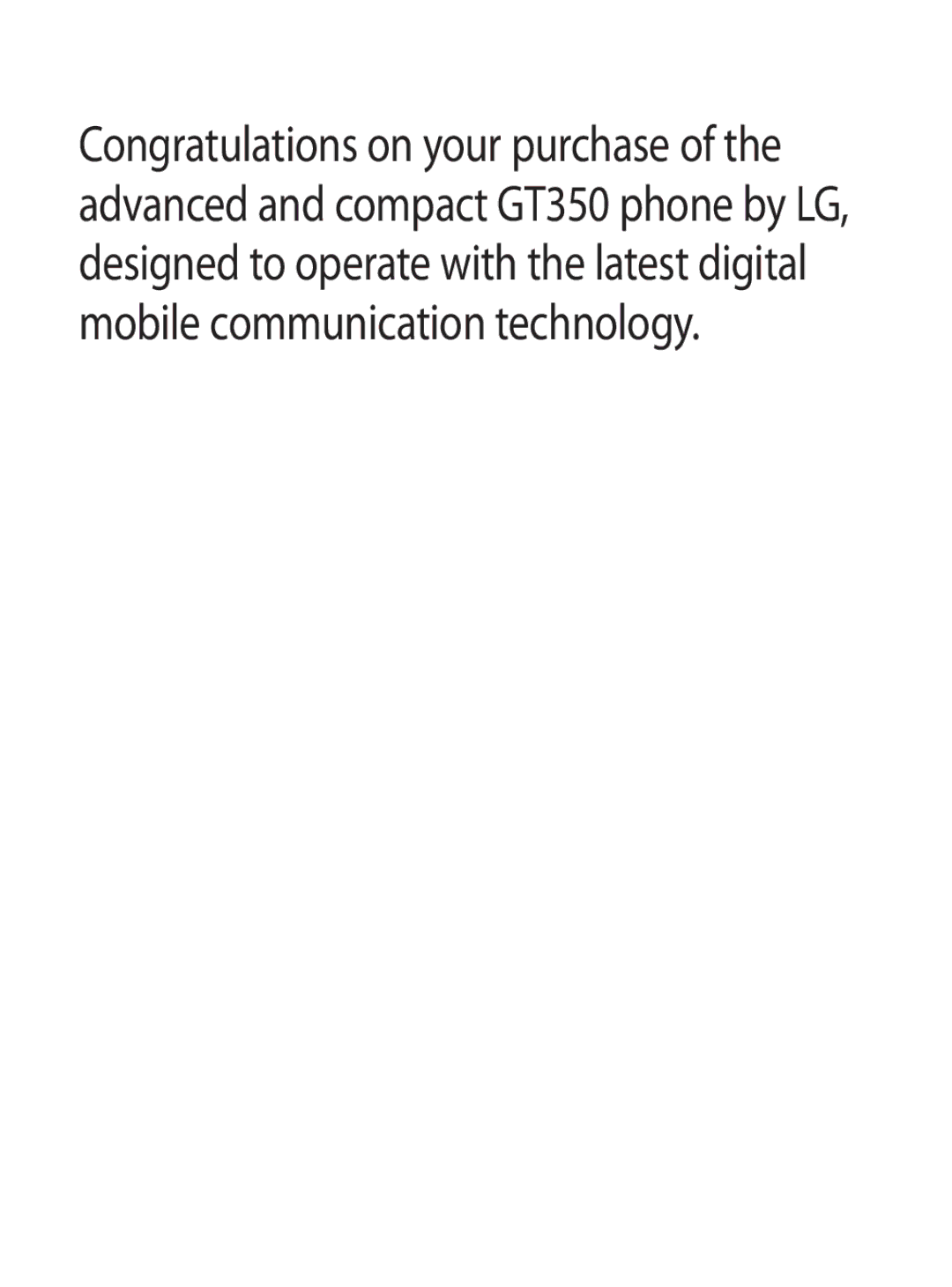 LG Electronics GT350 manual 