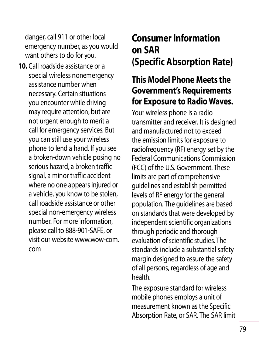 LG Electronics GT350 manual Consumer Information on SAR Specific Absorption Rate 