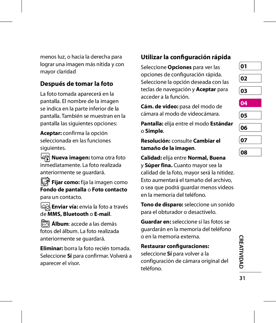 LG Electronics GT360 manual Después de tomar la foto, Utilizar la configuración rápida, Simple 
