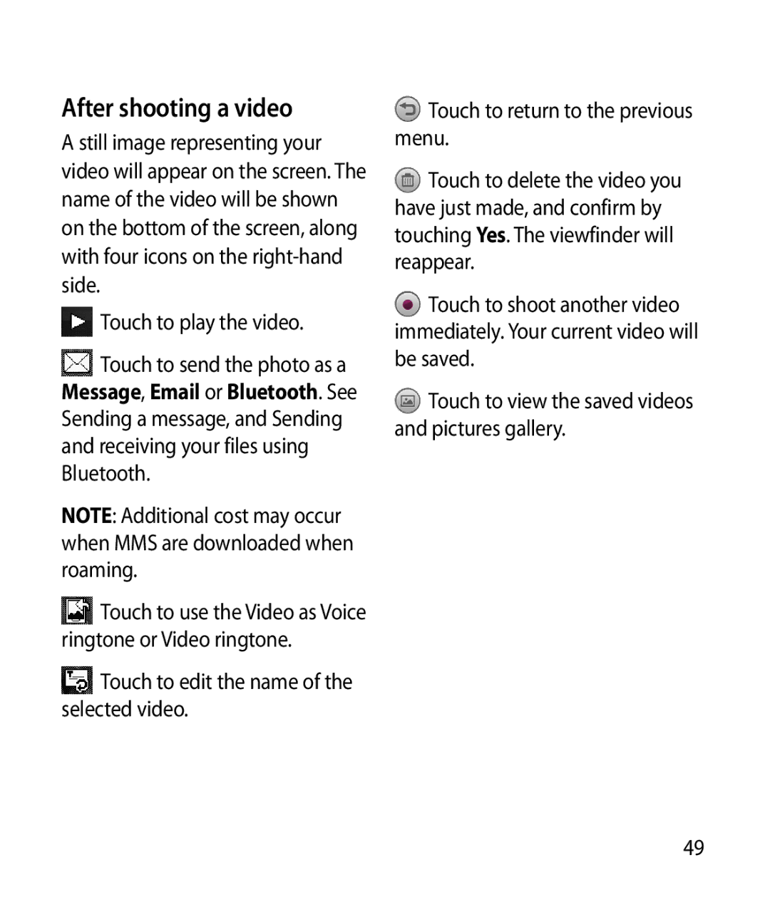 LG Electronics GT505 manual After shooting a video 