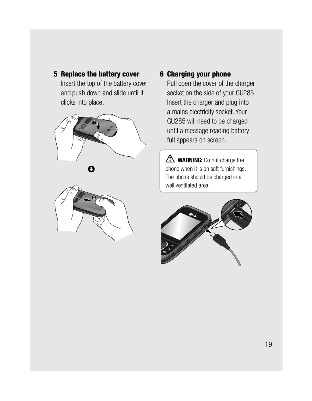 LG Electronics GU285 manual Charging your phone 