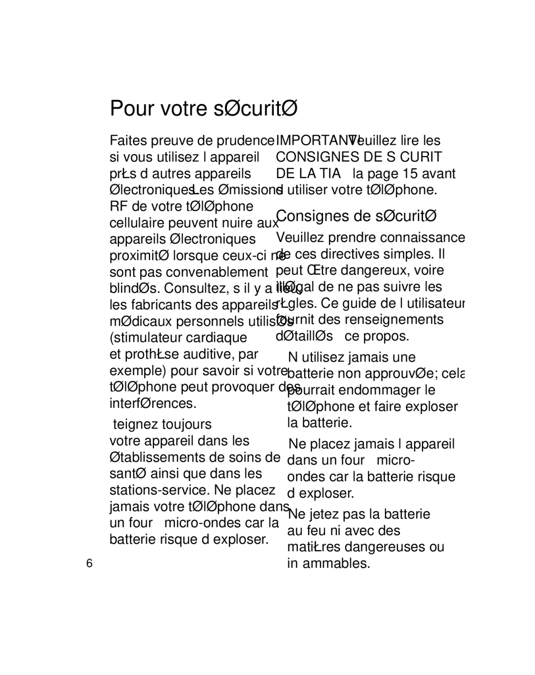 LG Electronics GU290V manual Pour votre sécurité, Consignes de sécurité, IMPORTANT! Veuillez lire les 