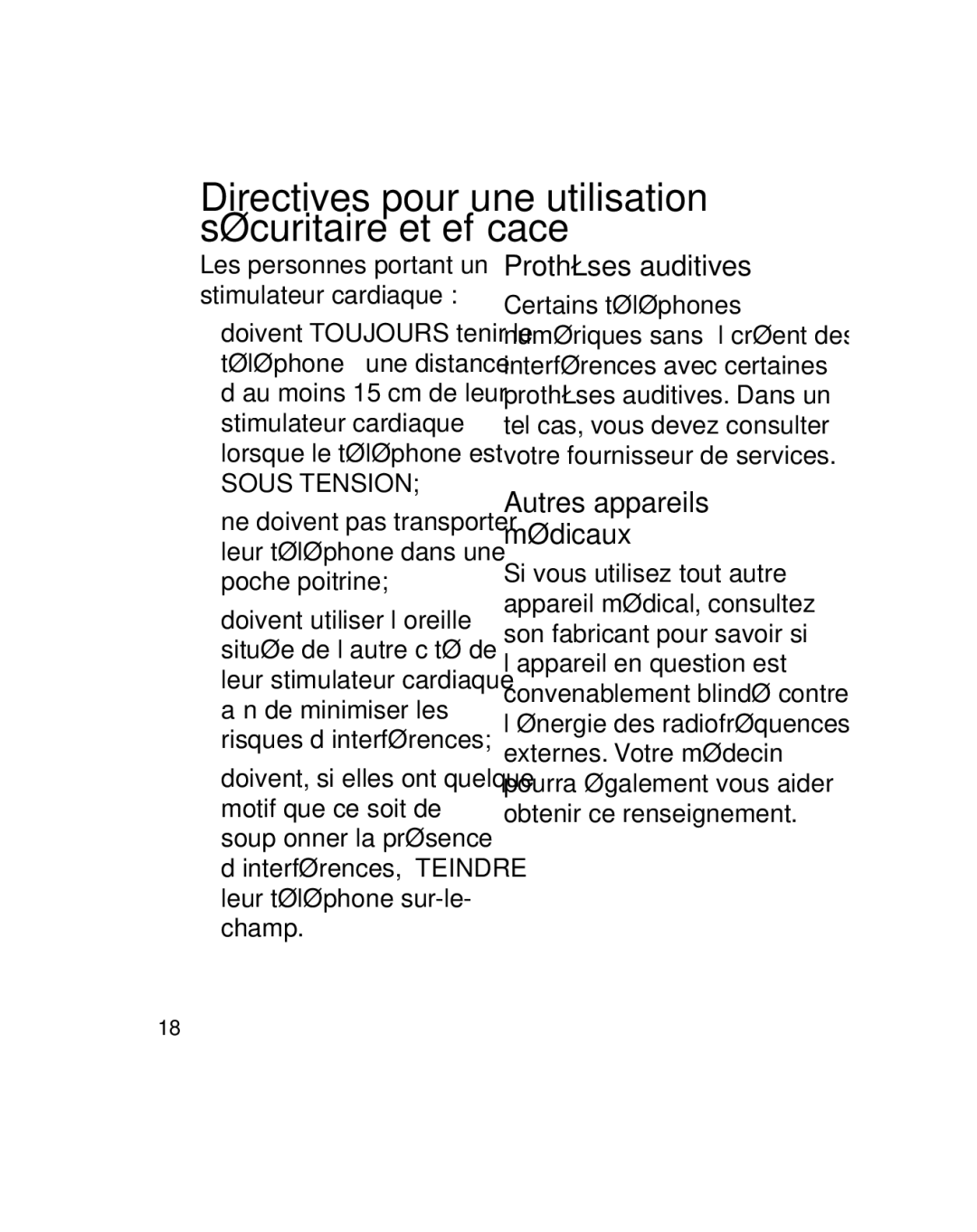 LG Electronics GU290V manual Prothèses auditives, Autres appareils médicaux, Les personnes portant un stimulateur cardiaque 