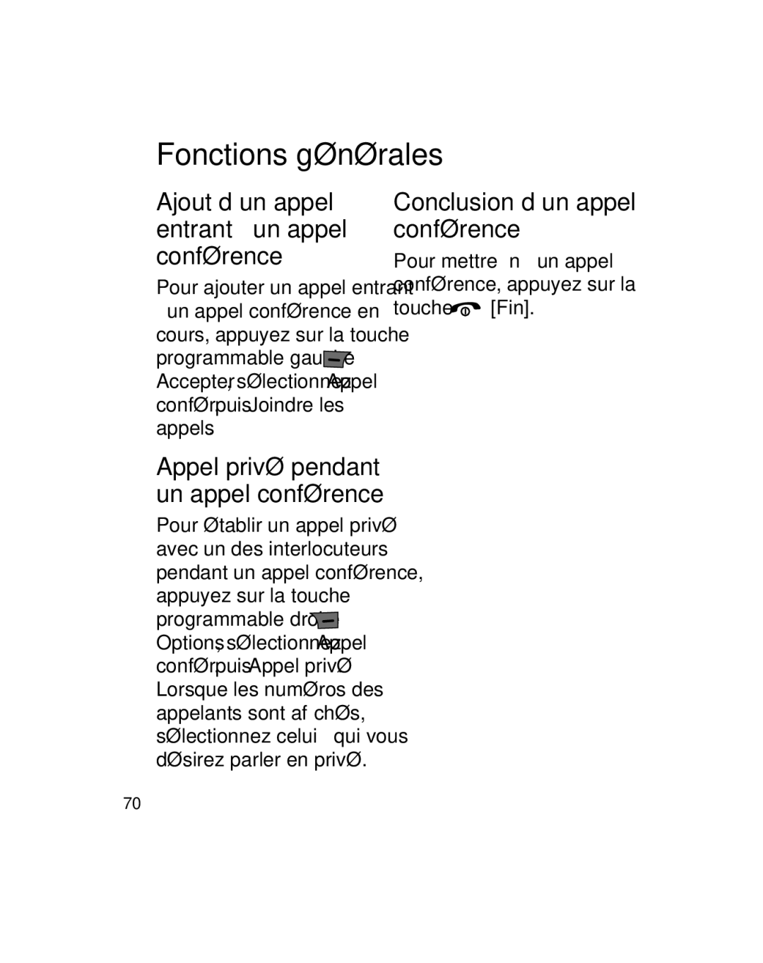 LG Electronics GU290V manual Conclusion d’un appel conférence, Ajout d’un appel entrant à un appel conférence 