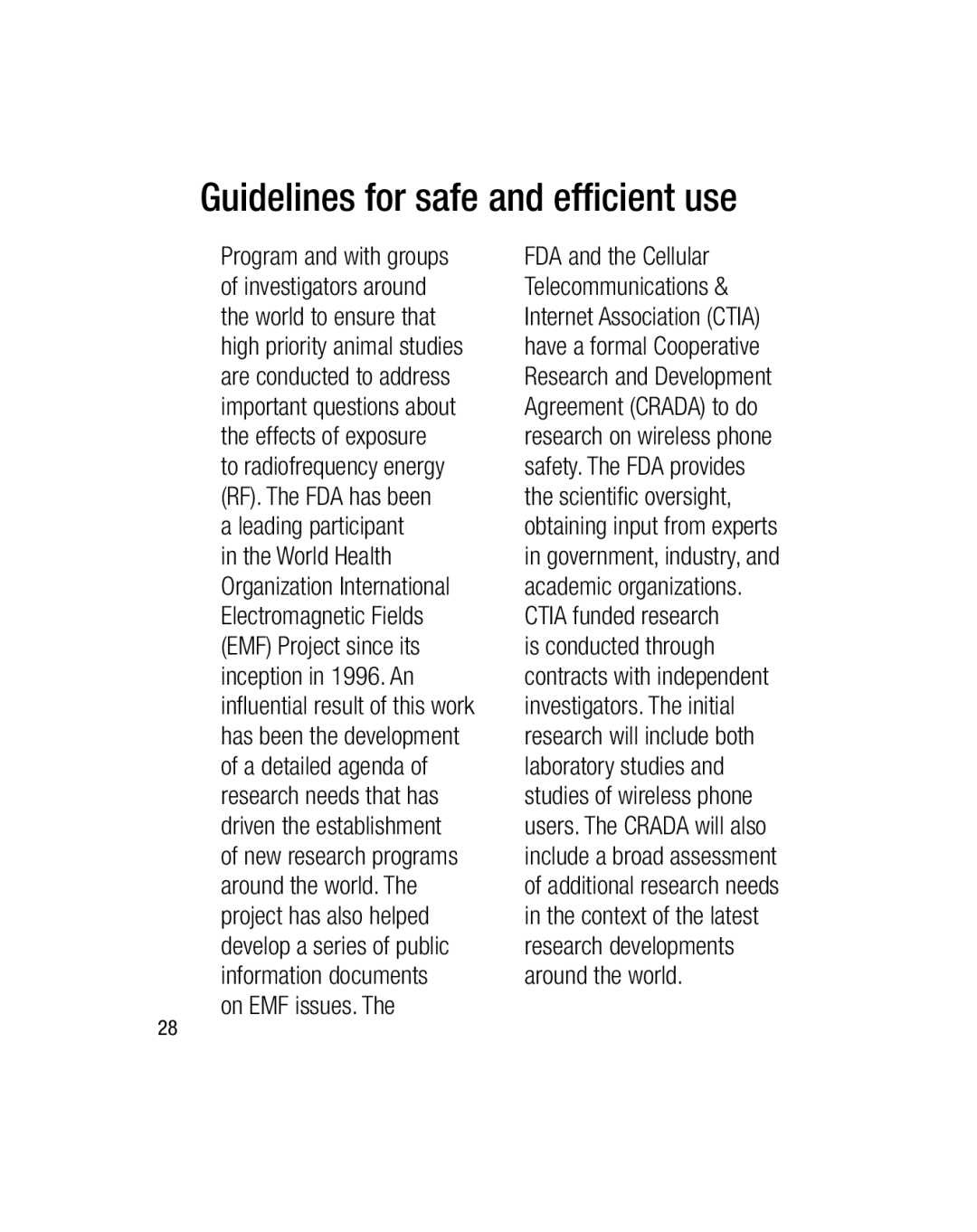 LG Electronics GU290V manual On EMF issues. FDA and the Cellular 