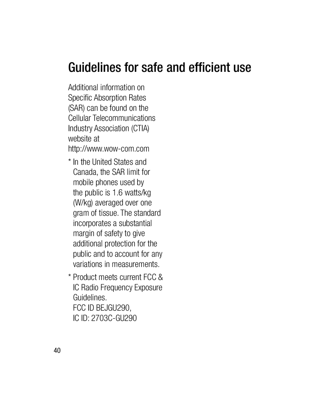 LG Electronics GU290V manual Guidelines for safe and efﬁcient use 