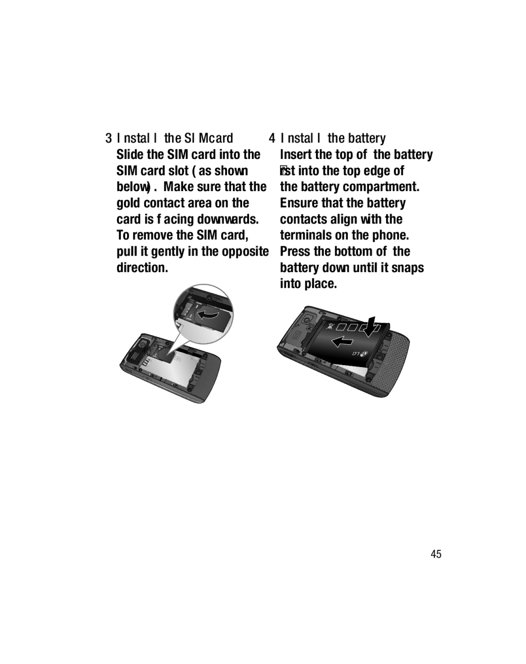 LG Electronics GU290V manual Install the battery 