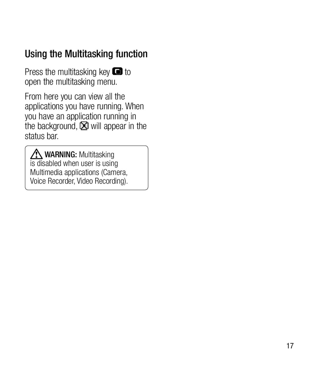 LG Electronics GW300 manual Using the Multitasking function 