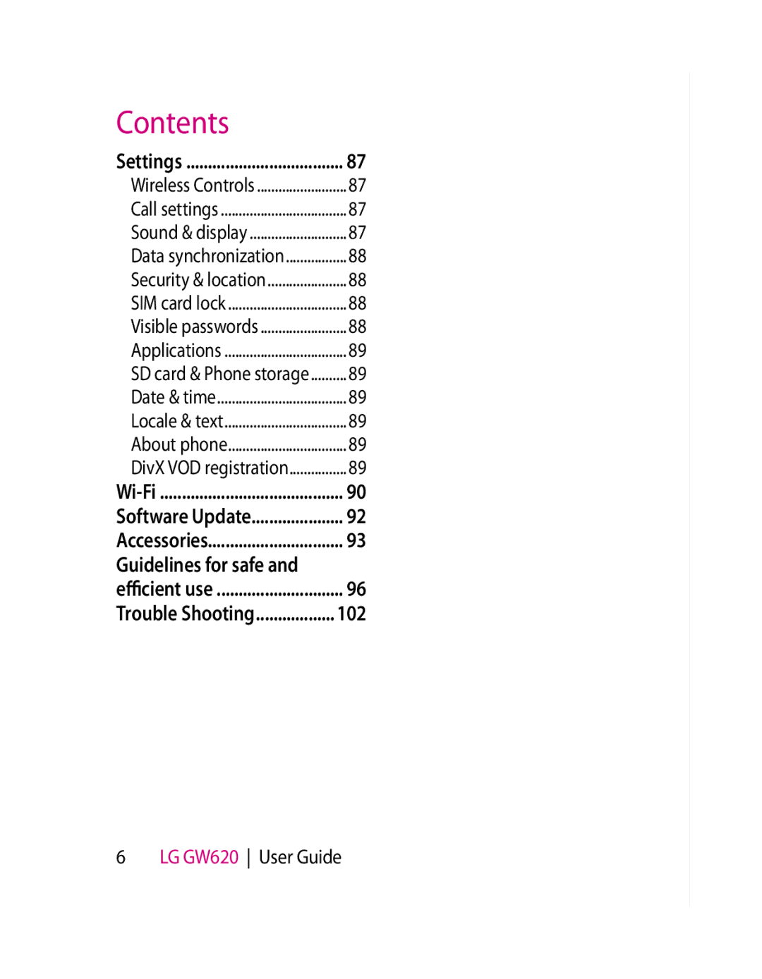 LG Electronics GW620 manual Guidelines for safe 