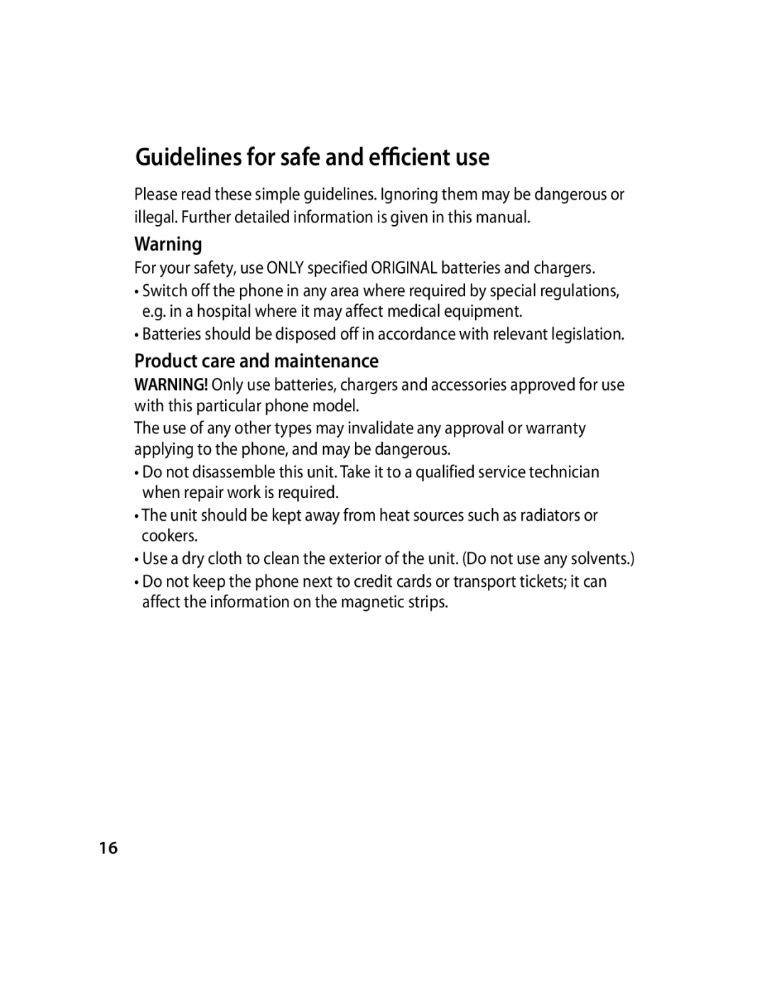 LG Electronics GX200 manual Guidelines for safe and efficient use, Product care and maintenance 