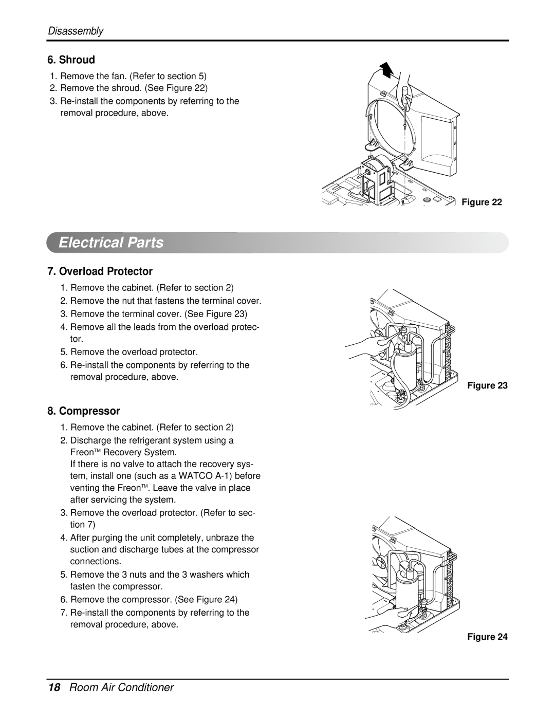 LG Electronics LWC212PLMM0, HB1803R, LWP1830WAL, LWP1820PDL Electrical Parts, Shroud, Overload Protector, Compressor 