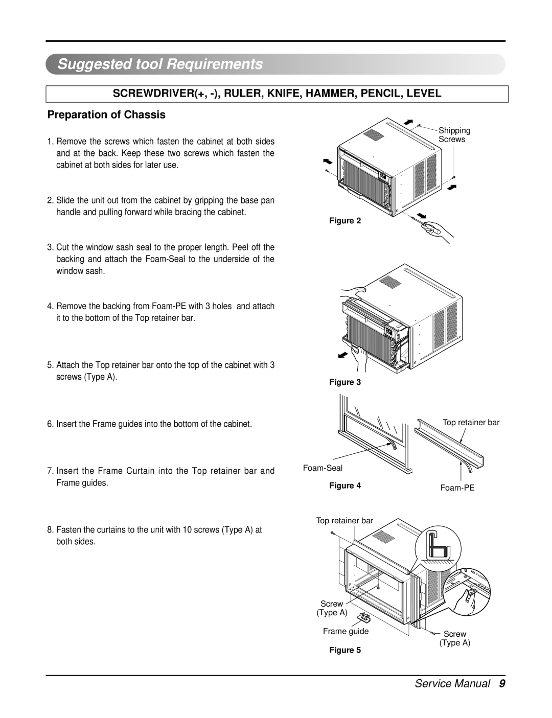 LG Electronics LW1500PRY3, HB1803R Suggested tool Requirements, SCREWDRIVER+, -, RULER, KNIFE, HAMMER, PENCIL, Level 