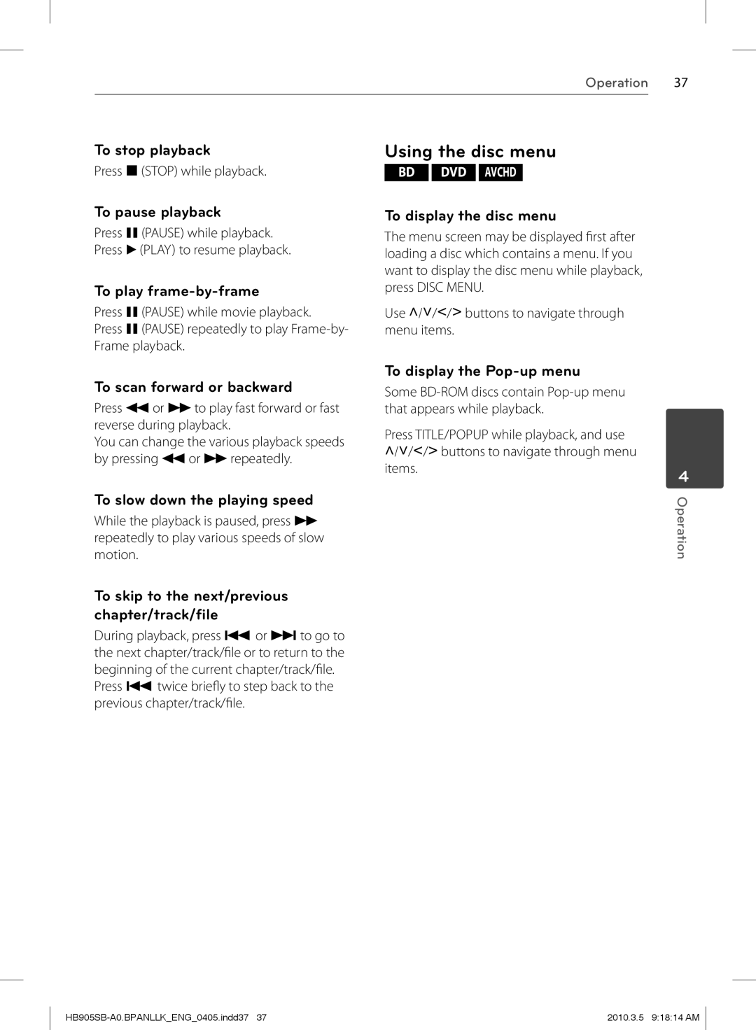 LG Electronics HB905SB owner manual Using the disc menu 