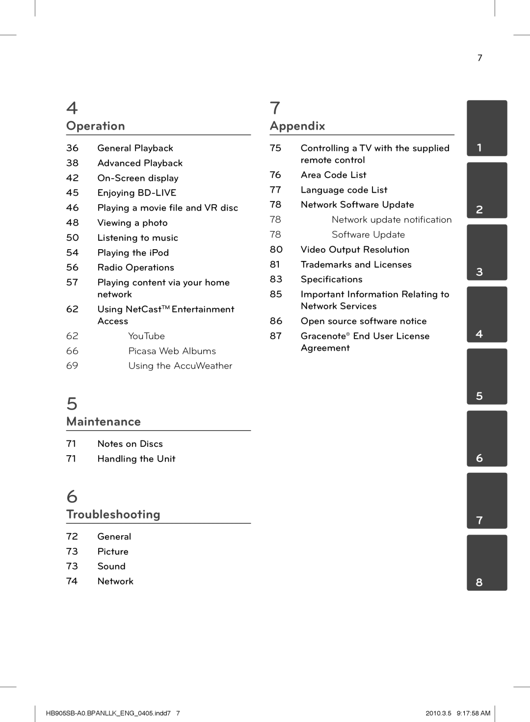 LG Electronics HB905SB owner manual Software Update, Handling the Unit, General, Picture Sound Network 